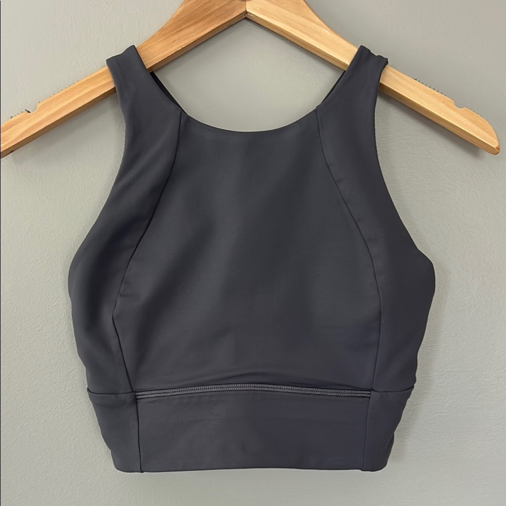 Lululemon Free to Be Serene Bra‎ High Neck Longline Size 6 Granite Gray Sports